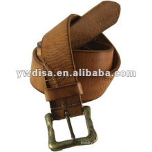 Plain Cow Leather Belt With Antique Gold Plated Buckle